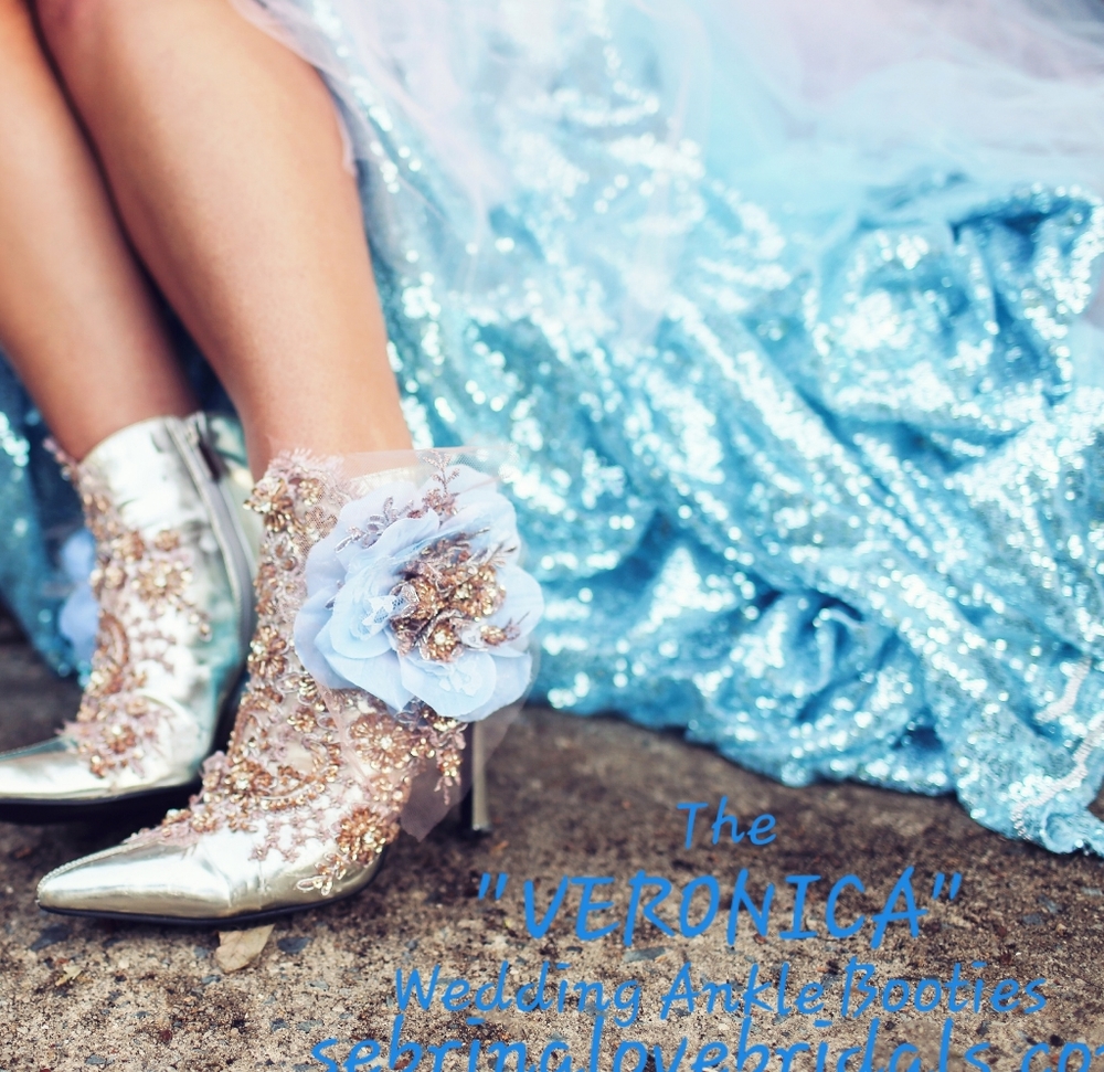 VERONICA Ocean Blue Sequin Wedding Ballgown Set - Picture 9 of 13